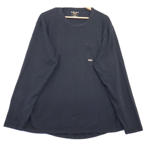 Ariat Mens Black Long Sleeve Work Shirt With Chest Pocket & Graphic Back Design - Picture 1 of 11